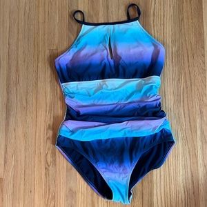 Ombre one piece bathing suit, Size 16